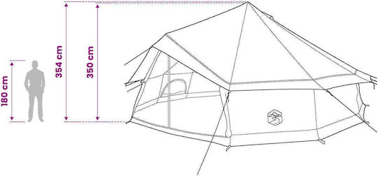 vidaXL Σκηνή Camping Teepee Πράσινη 600x600x350εκ.