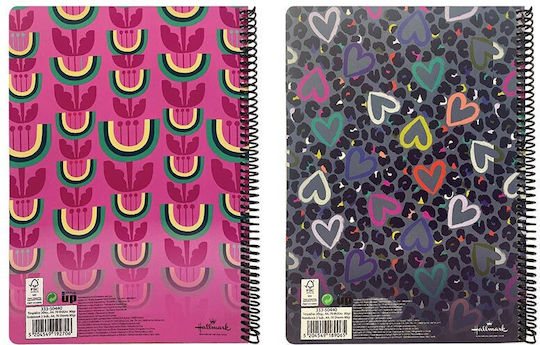 Hallmark Spiral Ruled Notebook A4 2 Subjects (Miscellaneous Designs)