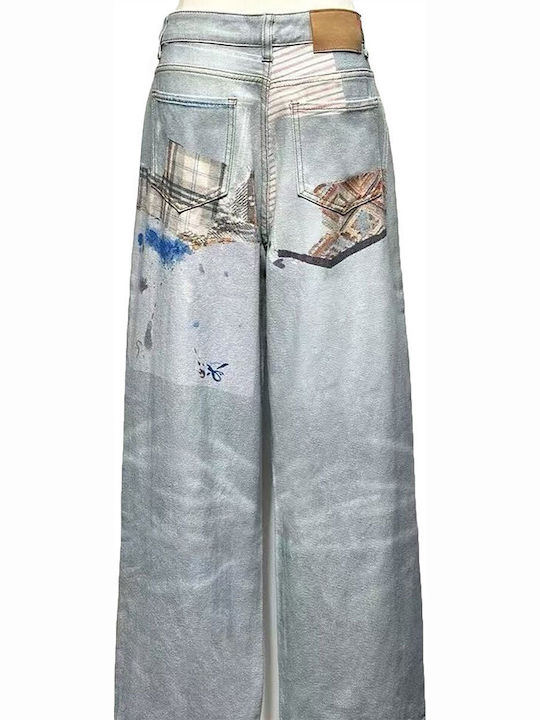 Women's Jean Pants With Rips in Wide Leg Style