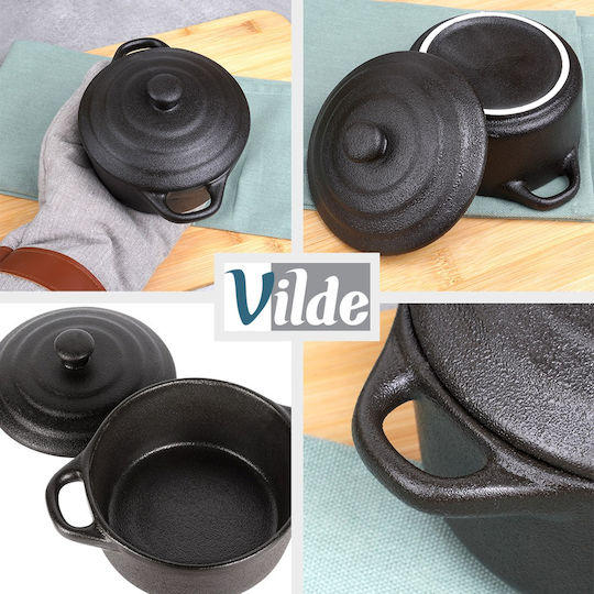 Vilde Rundes Einzelnes Hitzebeständiges Kochgeschirr aus Porzellan mit Deckel 16,5x12x6cm 2 Stück
