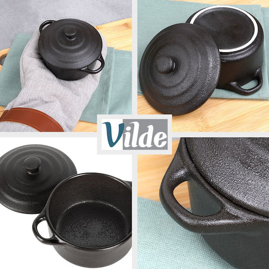 Vilde Vas Rotund Individual Rezistent La Căldură Din Porțelan Cu Capac 13.5x10x5cm 2 Bucăți