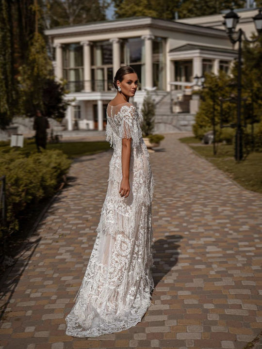 Wedding Dress with Gold Lace