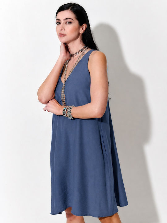 Sommer Midi Damenkleid Blau S262028 Indigo