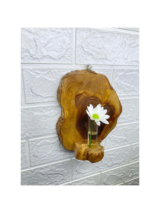 SteweHome Set of 2 Brown Wooden Flower Pots