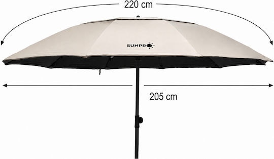 Sunpro Umbrelă Plajă Diametru 2.2m Crem