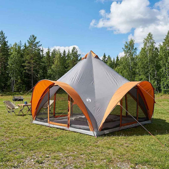 vidaXL Summer Camping Teepee Tent Grey for 6 People 400x400x350cm