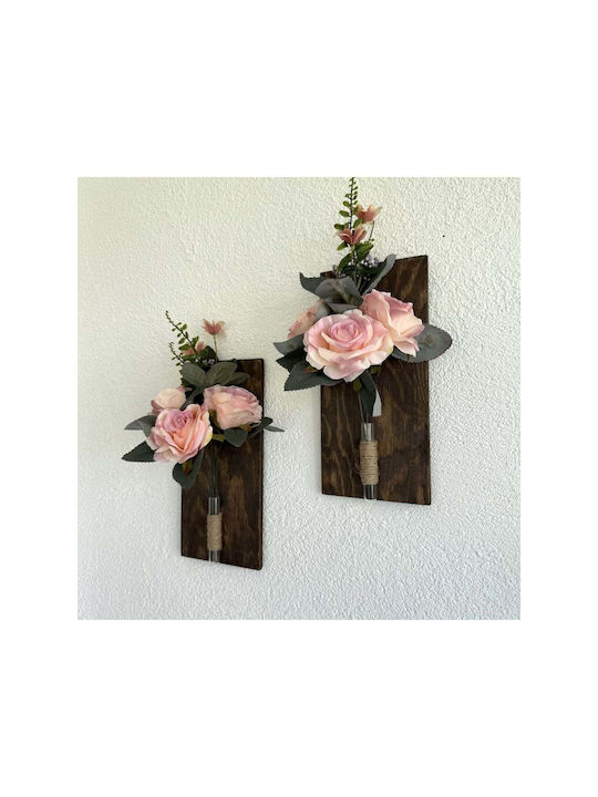 SteweHome Wall Decor Pink Wooden 30x14cm 2 Pieces