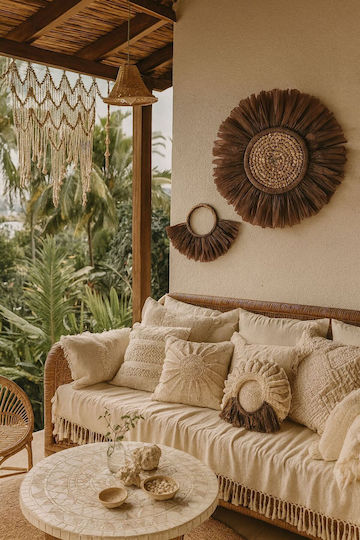 SteweHome Macrame Handmade Brown Fabric Wall Decor 2 Pieces