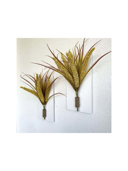 SteweHome Wall Decor Yellow Wooden 30x14cm 2 Pieces