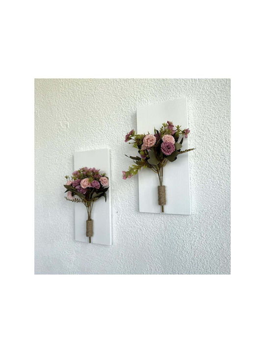 SteweHome Wall Decor Pink Wooden 30x14cm 2 Pieces
