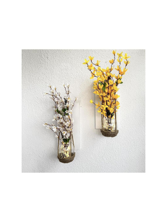 SteweHome Wall Decor Yellow Metal 30x14cm 2pcs