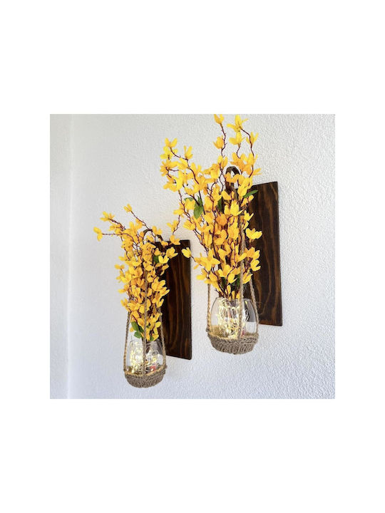 SteweHome Wall Decor Yellow Wooden 30x14cm 2 Pieces