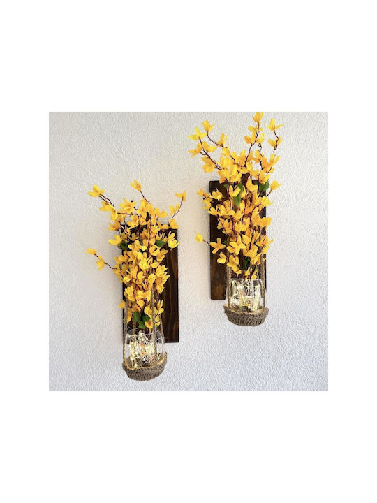 SteweHome Wall Decor Yellow Wooden 30x14cm 2 Pieces