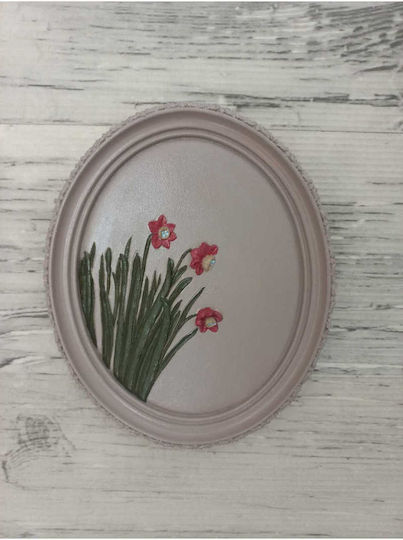 Stewehome Οβάλ Πίνακας Πέτρα Γιούτα Καφέ 21x17.5 Cm