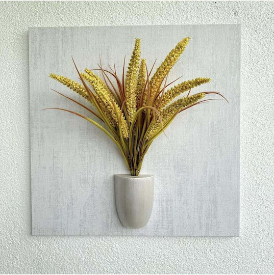 Stewehome Embossed Painting 3D Yellow Flowers Wooden Base Yellow 49x49 Cm