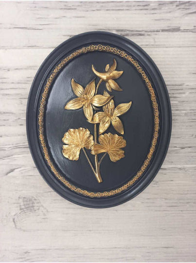 Stewehome Oval Painting Details Gold Aztec Black Anthracite Black 21x17 Cm