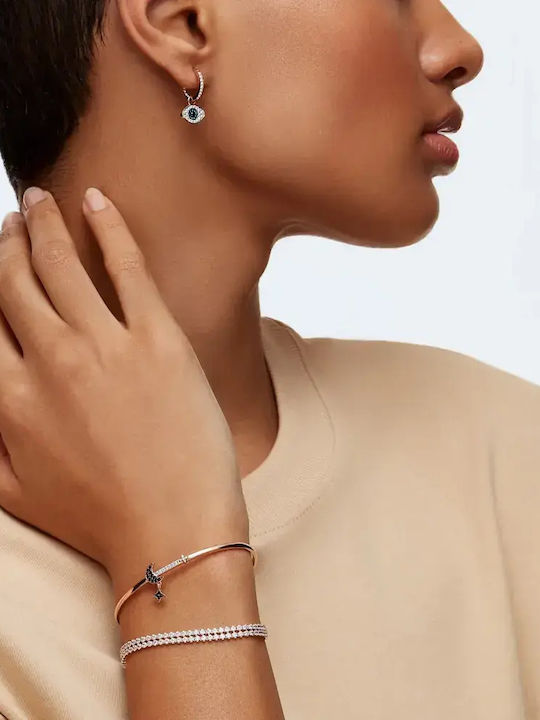 Swarovski Обици Халки Позлатени с Камъни Сини