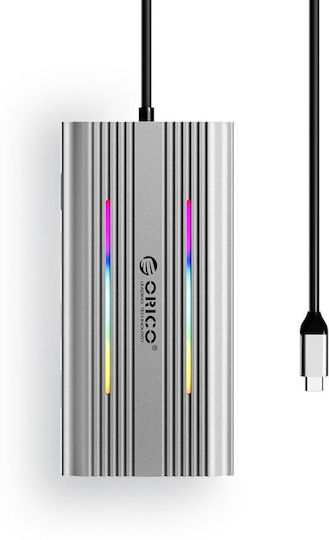 Orico XCR 12in1 RGB USB-C Docking Station με HDMI 4K PD Ethernet Ασημί