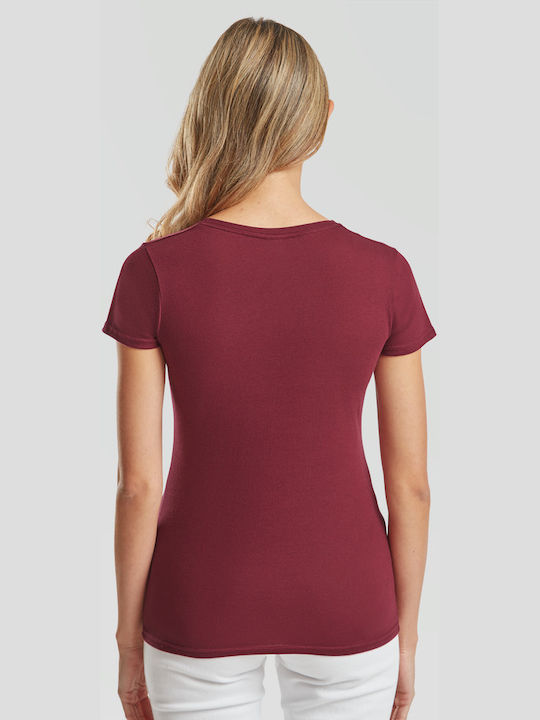 Fruit of the Loom Γυναικείο Διαφημιστικό T-shirt Κοντομάνικο Burgudy