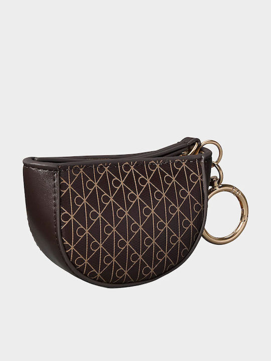 Calvin Klein Schlüsselanhänger in Form eines Emblem-Logos Mini Reißverschlussbeutel Bag Charm Braun