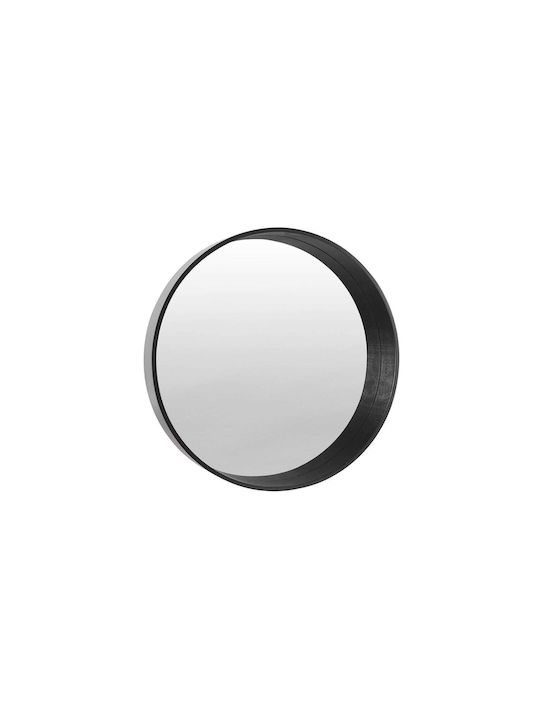 BD art Wall Mirror with Black Wooden Frame Diameter 50cm
