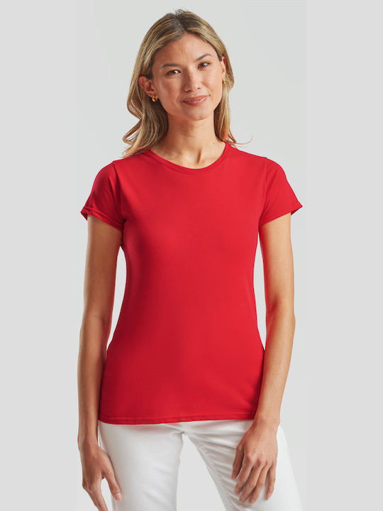Fruit of the Loom Γυναικείο Διαφημιστικό T-shirt Κοντομάνικο Κόκκινο