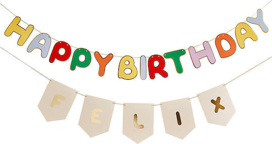 Σετ Γιρλάντα "happy Birthday" Πολύχρωμη & Banner Personalised Playful Brights