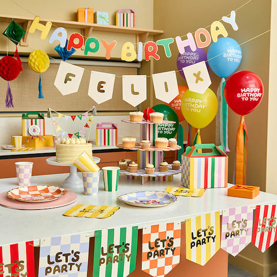 Διακοσμητικά Σημαιάκια Τούρτα "happy Birthday" Πολύχρωμα Playful Brights