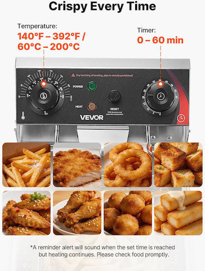 Vevor Elektrische Kommerzielle Fritteuse 2.5kW Kapazität pro Korb 6.8lt