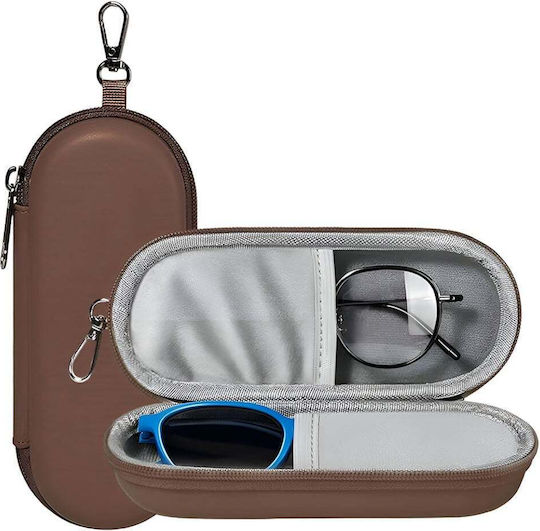 Techsuit Husă pentru ochelari dură cu fermoar maro