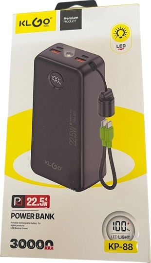 KLGO KP-88 Power Bank 30000mAh με Θύρα USB-A Μαύρο