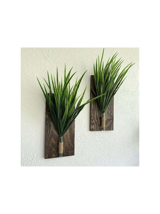 SteweHome Hanging Green Wooden Wall Decor 30x14cm 2 Pieces