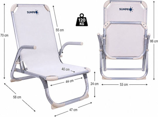 Sunpro Aluminium Beige Beach Lounger-Armchair