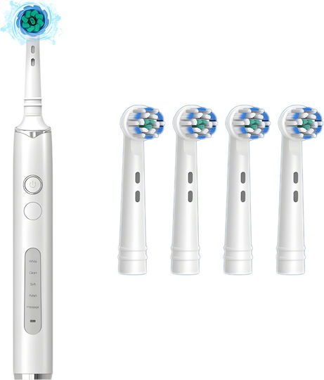 Set 4 Capete De Înlocuire Drkala Seago Periuță De Dinți Electrică Rotativă Compatibilă Sg-2603 Moale Albă