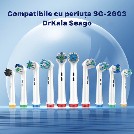 Set 4 Capete De Înlocuire Drkala Seago Periuță De Dinți Electrică Rotativă Compatibilă Sg-2603 Moale Albă