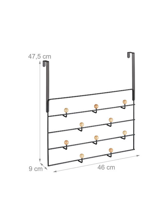 Relaxdays Agățătoare pentru Uși cu 10 Cârlige Metalică 47.5x9cm