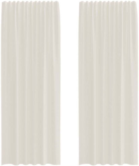 vidaXL Set Vorhänge mit Oberer Registerkarte Creme 140x260cm