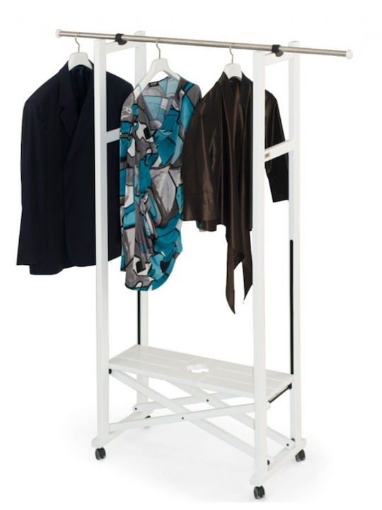 Arredamenti Italia Floor Garment Rack Wooden Foldable White 140x37x168cm