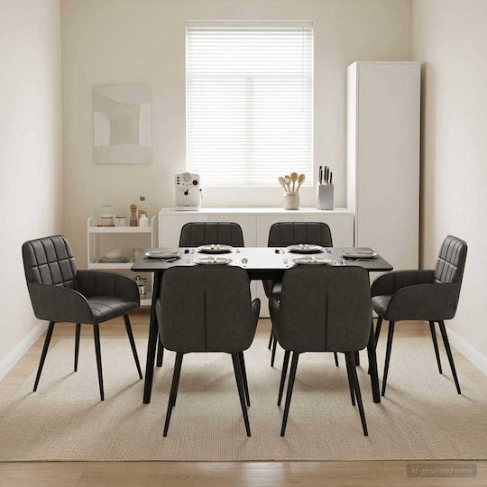 Ess- und Küchenstühle 57x50x85cm 6 Stück Schwarz Ess- und Küchenstühle 57x50x85cm 6 Stück Schwarz