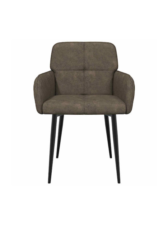 Dining Armchairs With Genuine Leather Grey 2 Pieces 59x56.5x85cm