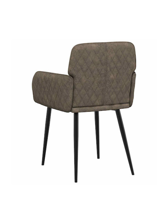 Dining Armchairs With Genuine Leather Grey 2 Pieces 59x56.5x85cm