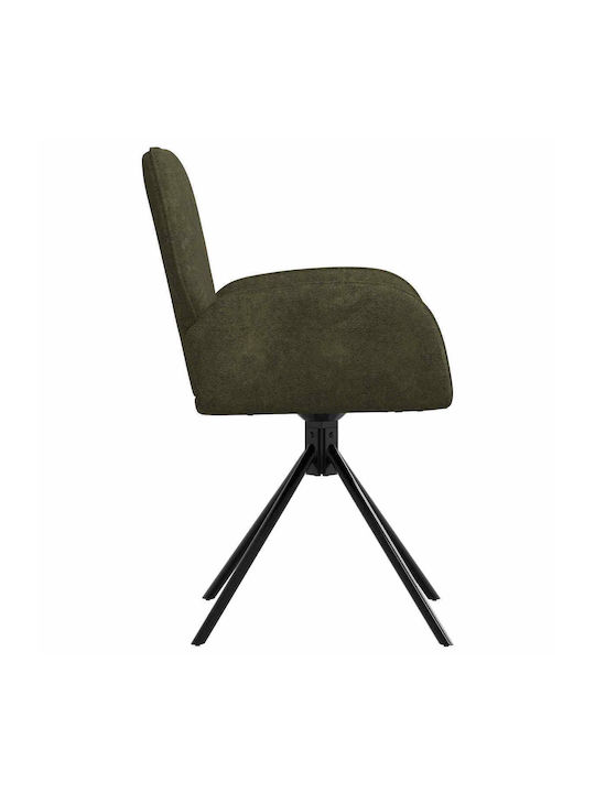 Dining Armchairs With Genuine Leather Green 2 Pieces 54x55x86cm