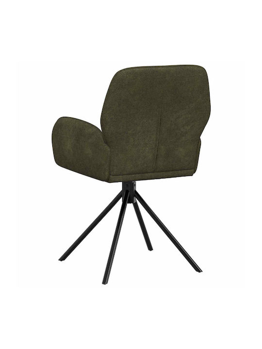 Dining Armchairs With Genuine Leather Green 2 Pieces 54x55x86cm