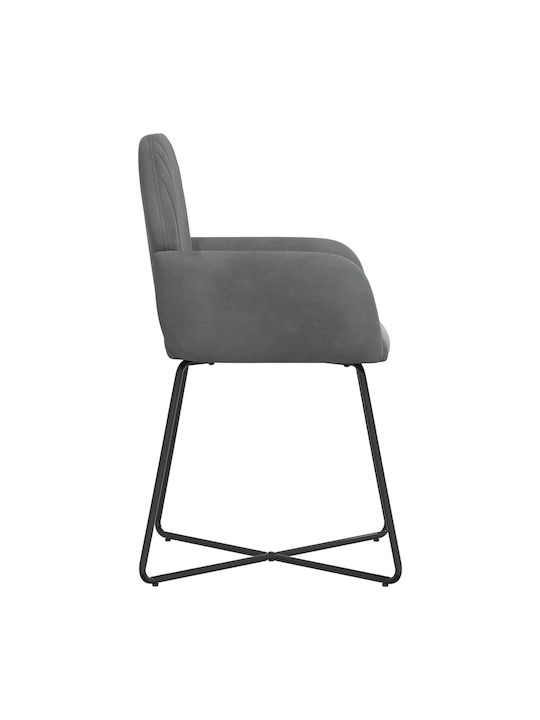 Velvet Grey Dining Armchairs 2 Pieces 55x50x84cm