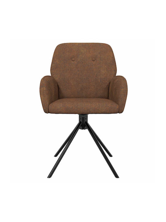 Dining Armchairs With Genuine Brown Leather 4 Pieces 54x55x86cm