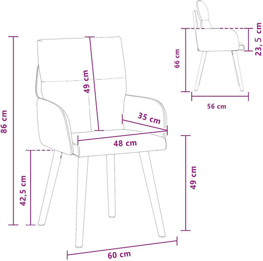 Dining Armchairs With Fabric Upholstery Red 2 Pieces 60x56x96cm