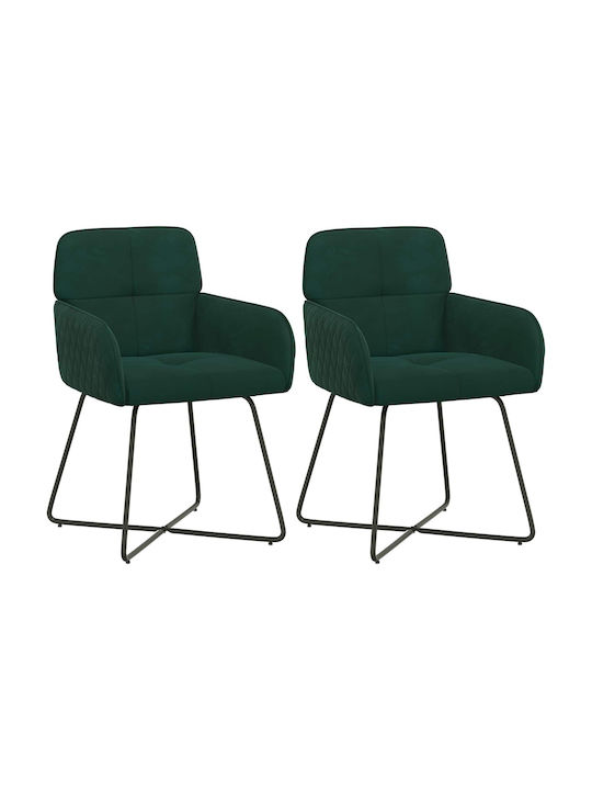 Velvet Green Dining Armchairs 2 Pieces 59x56.5x86cm