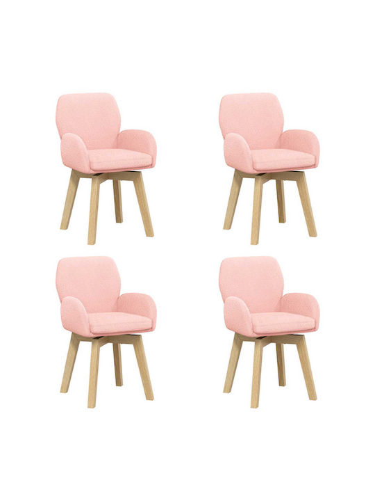 Dining Armchairs With Fabric Upholstery Pink 4 Pieces 54x58x87cm