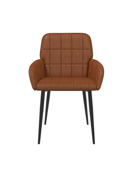 Dining Armchairs With Brown Artificial Leather Upholstery 2 Pieces 57x50x85cm