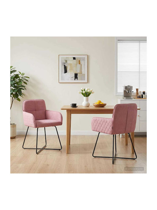 Velvet Pink Dining Armchairs 2 Pieces 59x56.5x86cm